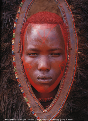 Africa_Maasai_facepainting_agostinoarts Traditional Maasai bodyart, from a photograph by Art Wolfe in "Tribes"