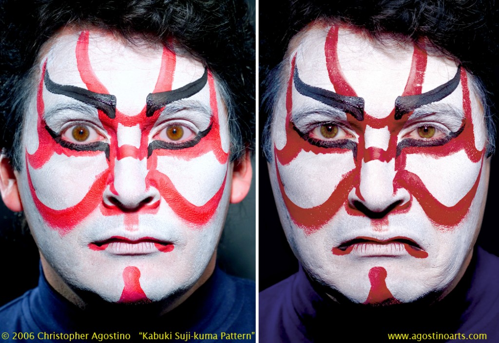 Exploring how Kumadori changes with my expressions as I painted this one of myself for my book