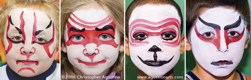 I painted these "Kabuki Kids" in traditional Kumadori patterns in 2006 for my book
