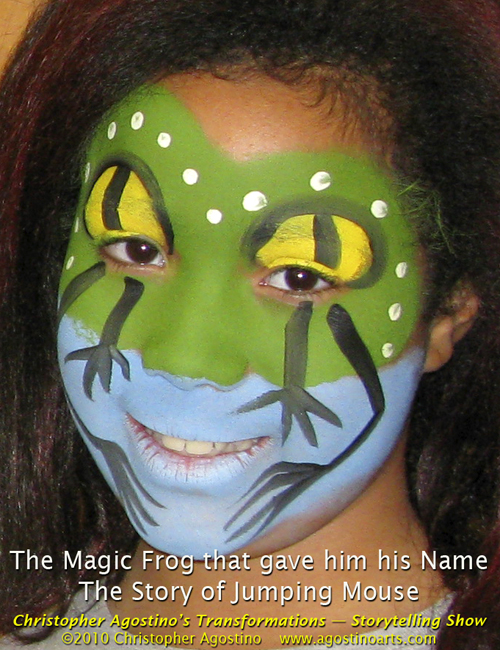 face_painting_storytelling_MagicFrog_JumpingMouse_agostinoarts